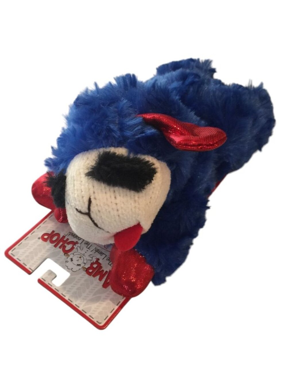 Lamb Chop Patriotic 8" Dog Plush Toy Squeaker Blue Red Metallic